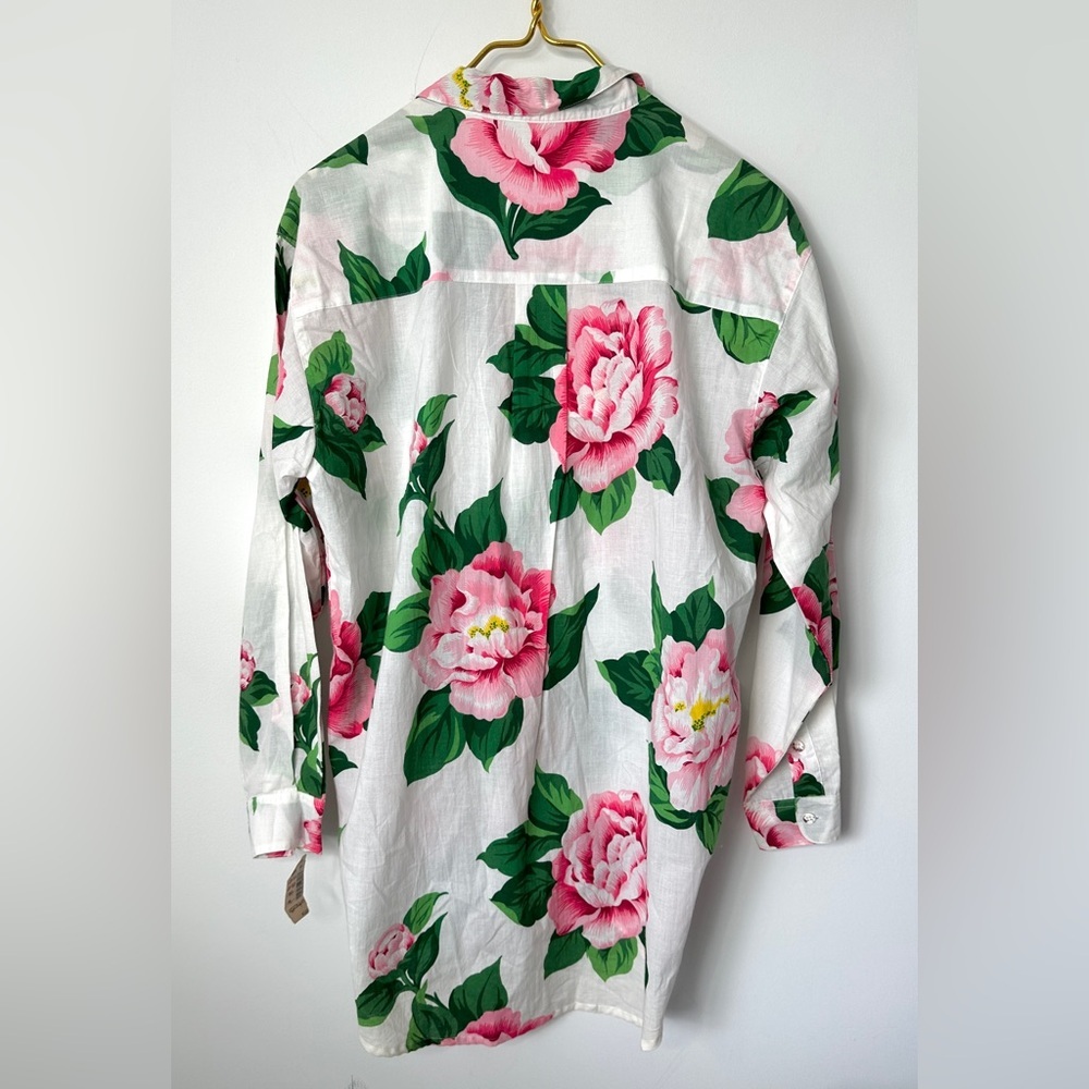 NWT Vintage Adrienne Vittadini Sport Floral Tie Front Thin Button Up Shirt Small - Picture 3 of 8